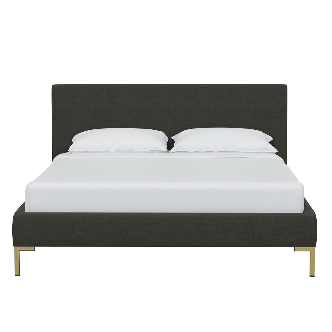 Rand Vegan Leather Bed AllModern Color: Classic Otter Performance Velvet, Leg Color: Brass Size: Twin