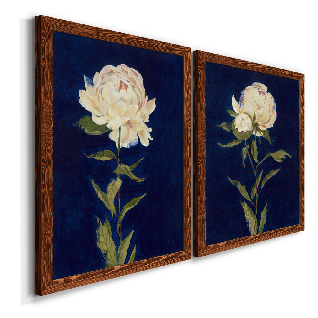PRETTY AS A PEONY I - 2 Piece Picture Frame Print Set on Canvas Lark Manor™ Frame Color: Maple Framed Size: 37.5" H x 55" W x 1.5" D