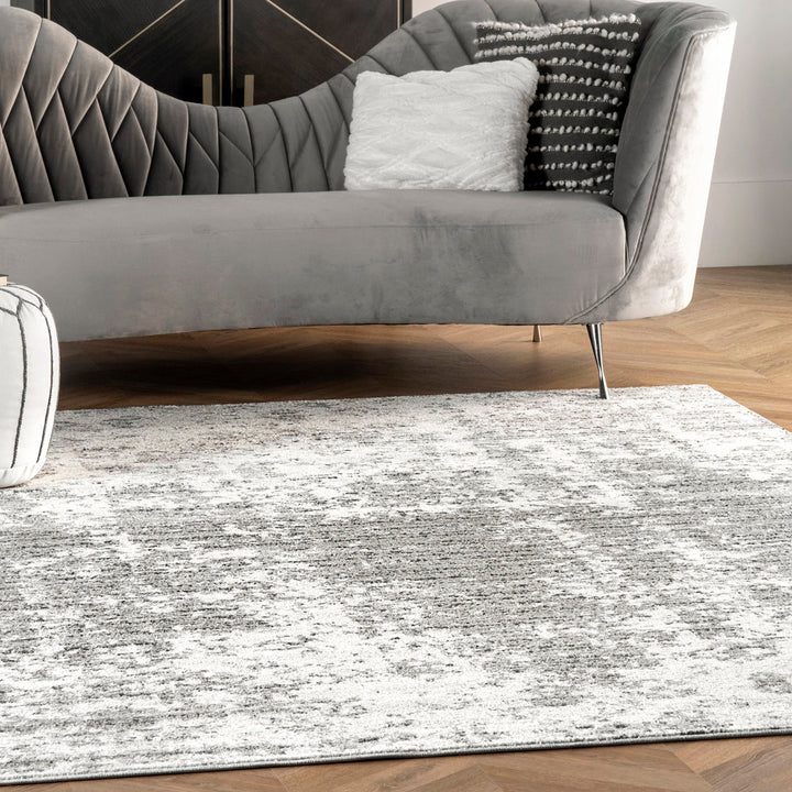 Deedra Modern Abstract Power Loom Performance Gray/White Rug 17 Stories Rug Size: Square 6'