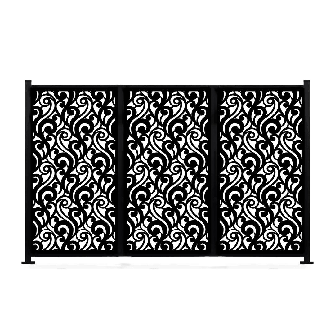 4.3 Ft. H X 6.3 Ft. W Laser Cut Metal Privacy Screen Fence, Decorative Outdoor Divider Porpora