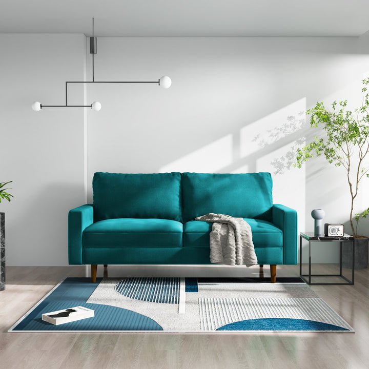 Markham 70" Velvet Square Arm Sofa Willa Arlo™ Interiors Fabric: Teal Blue Polyester