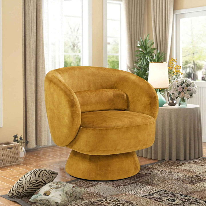 Saboor MINIMORE Modern Style Swivel Accent Chair Orren Ellis Fabric: Yellow Polyester Blend