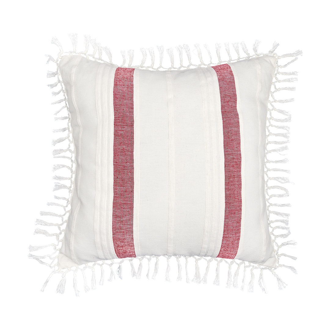 Nathan Striped Woven Square Throw Pillow C&F Home Color: Garnet