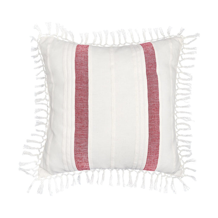Nathan Striped Woven Square Throw Pillow C&F Home Color: Garnet