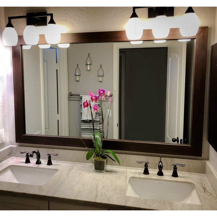 Shmuel Wood Framed with Safety Backing Ideal for Bathroom / Vanity Mirror Wade Logan® Size: 28" x 24" Finish: Espresso Textured