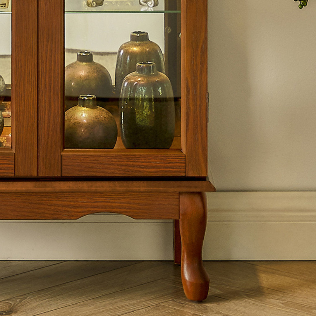 Cenia Lighted Curio Cabinet with Adjustable Shelves and Mirrored Back Panel,not included bulb Alcott Hill® Color: Oak
