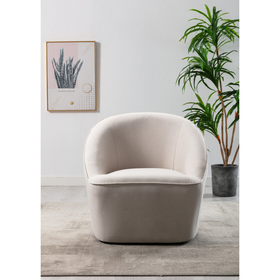 Gregory 31.9" W Polyester Swivel Barrel Chair Sand & Stable™ Fabric: Cream 100% Polyester