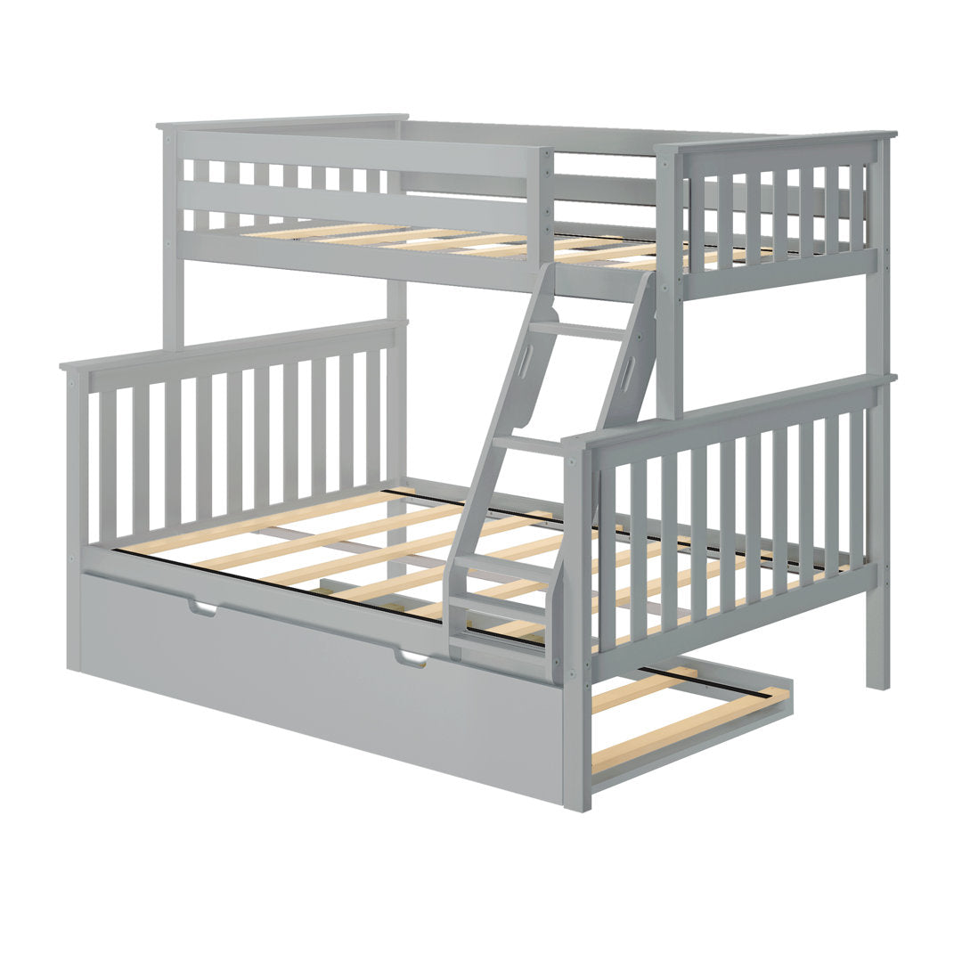 Bolles Solid Wood Standard Bunk Bed with Trundle Harriet Bee Bed Frame Color: Gray Size: Twin over Full
