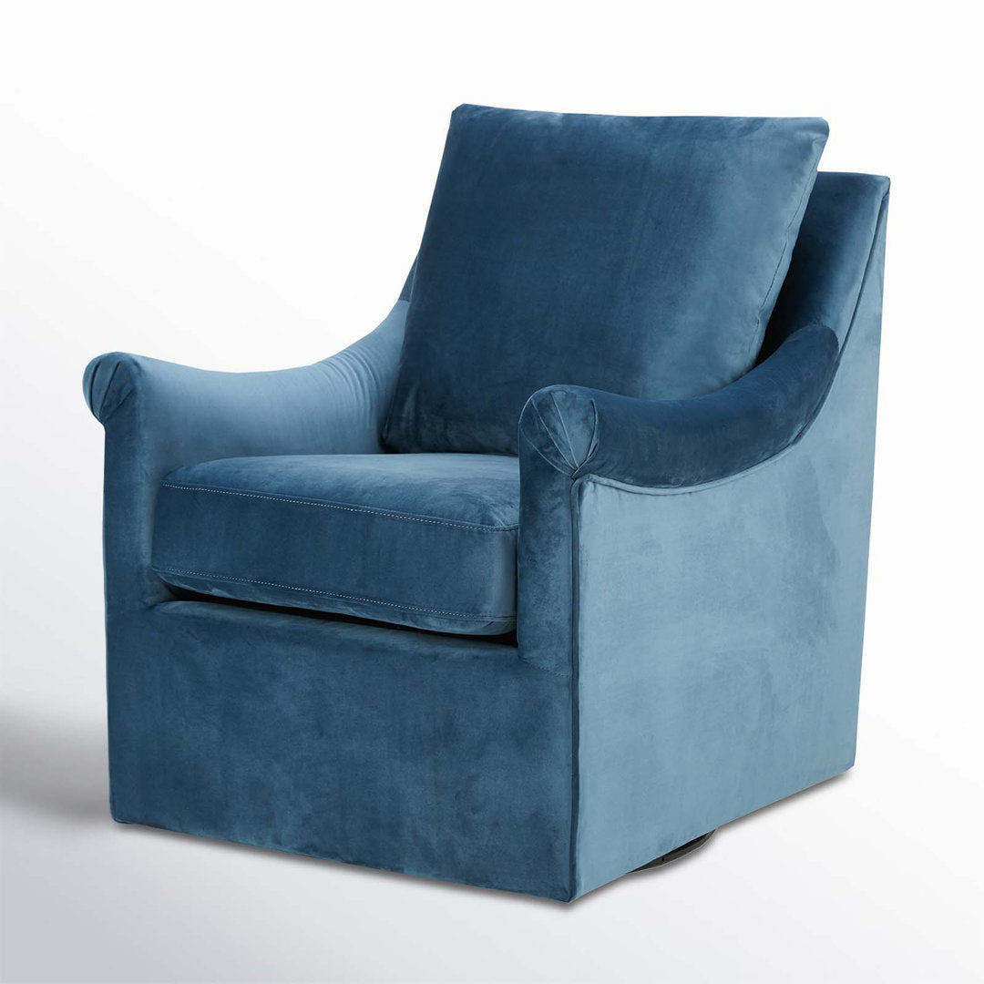 Atlanta Velvet Swivel Armchair Kelly Clarkson Home Upholstery Color: Blue