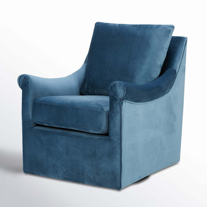 Atlanta Velvet Swivel Armchair Kelly Clarkson Home Upholstery Color: Blue