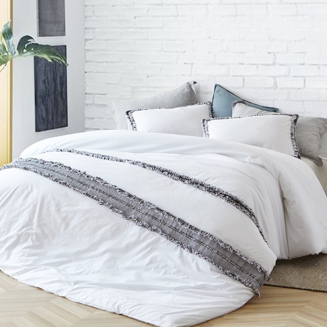 Portugal Boa Noite 200TC Washed Percale Cotton Fringe Duvet Cover Byourbed Size: Twin XL Duvet Cover