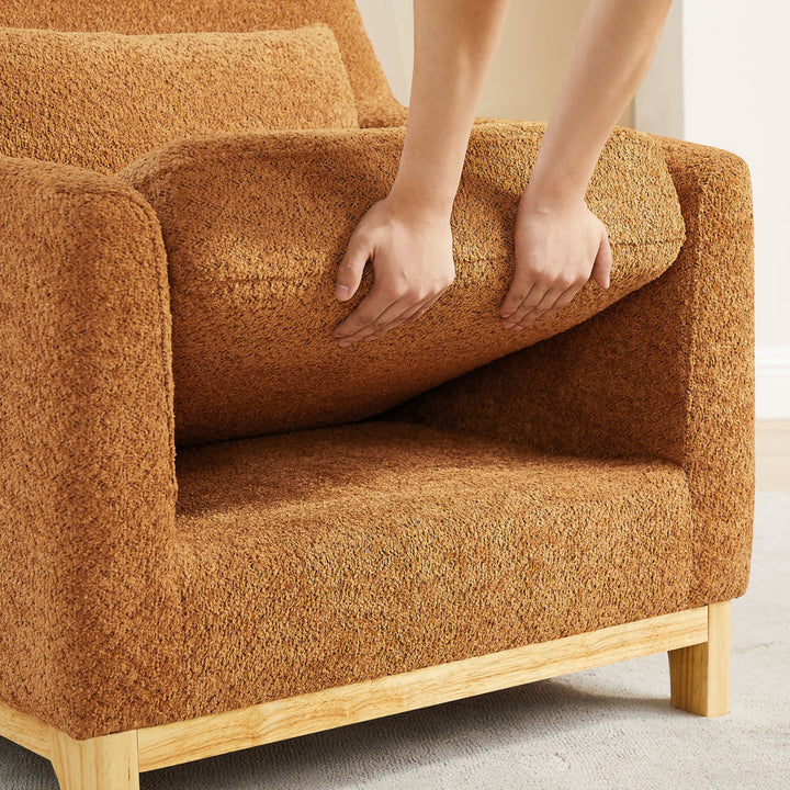 Jazmere 31.5" Armchair Mercer41 Leg Color: Natural Fabric: Curry Rustic Orange Boucle