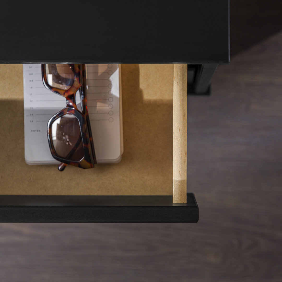 Aizlyn Mid-Century Modern Solid Wood Groove-Handle Nightstands (Set of 2) Wade Logan® Color: Black