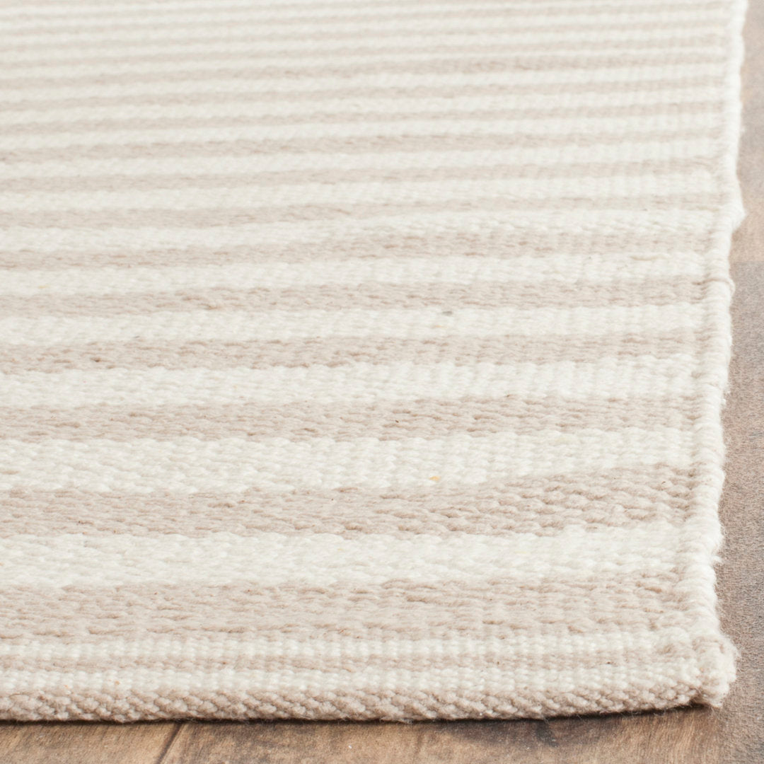 Ilona Striped Hand Loomed Cotton Area Rug in Ivory/Light Gray Birch Lane™ Rug Size: Rectangle 2'6" x 4'