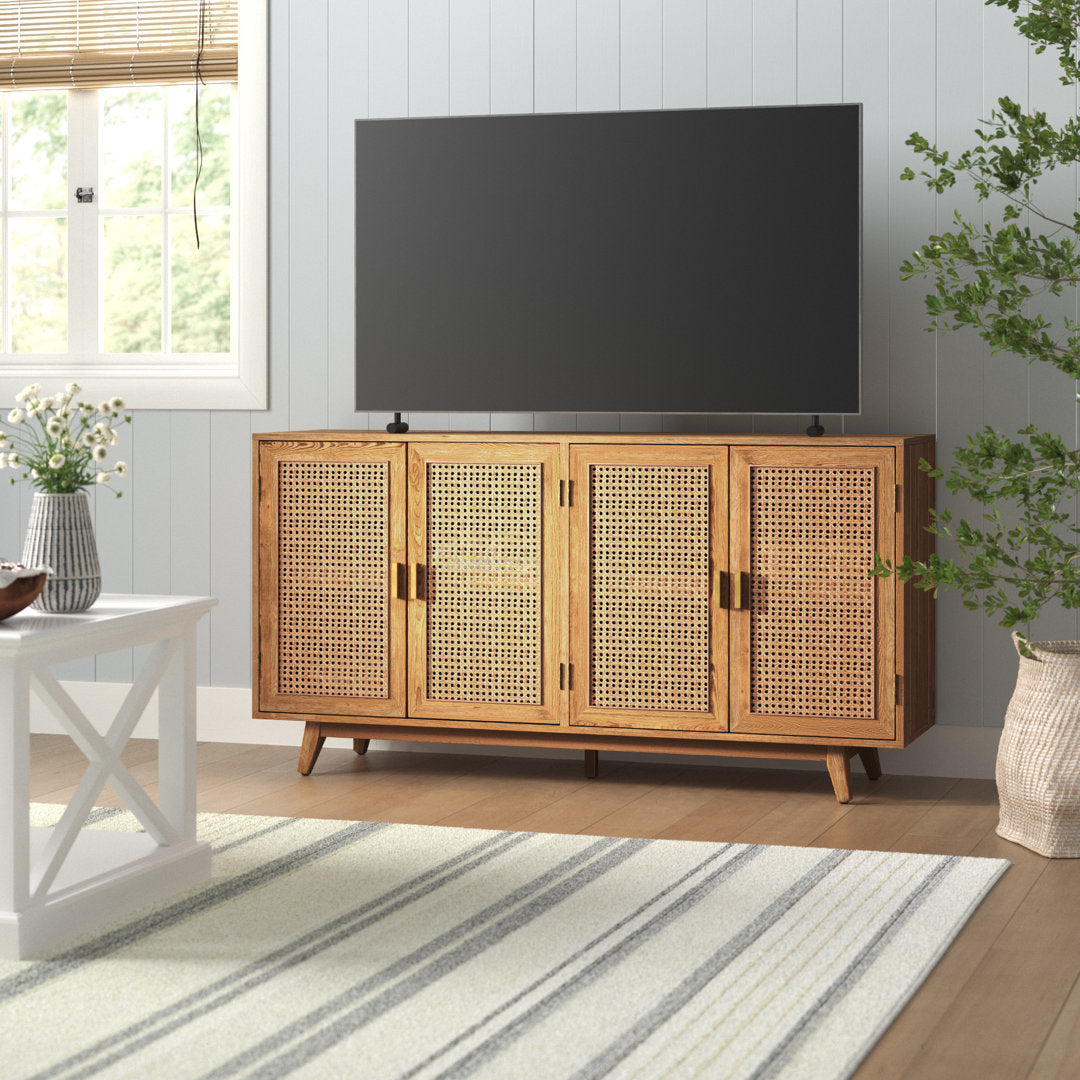 Emily 56.8''Rattan TV Stand With Storage Kelly Clarkson Home Color: Walnut