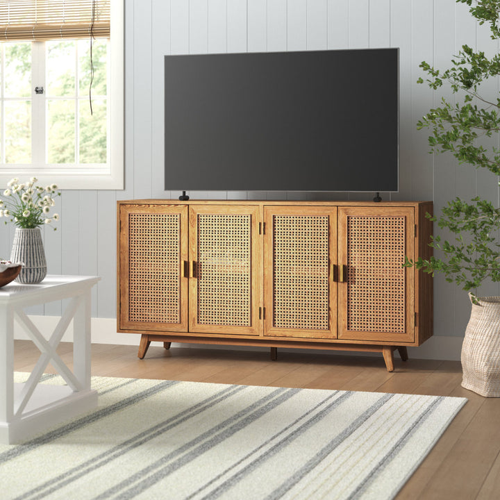 Emily 56.8''Rattan TV Stand With Storage Kelly Clarkson Home Color: Walnut