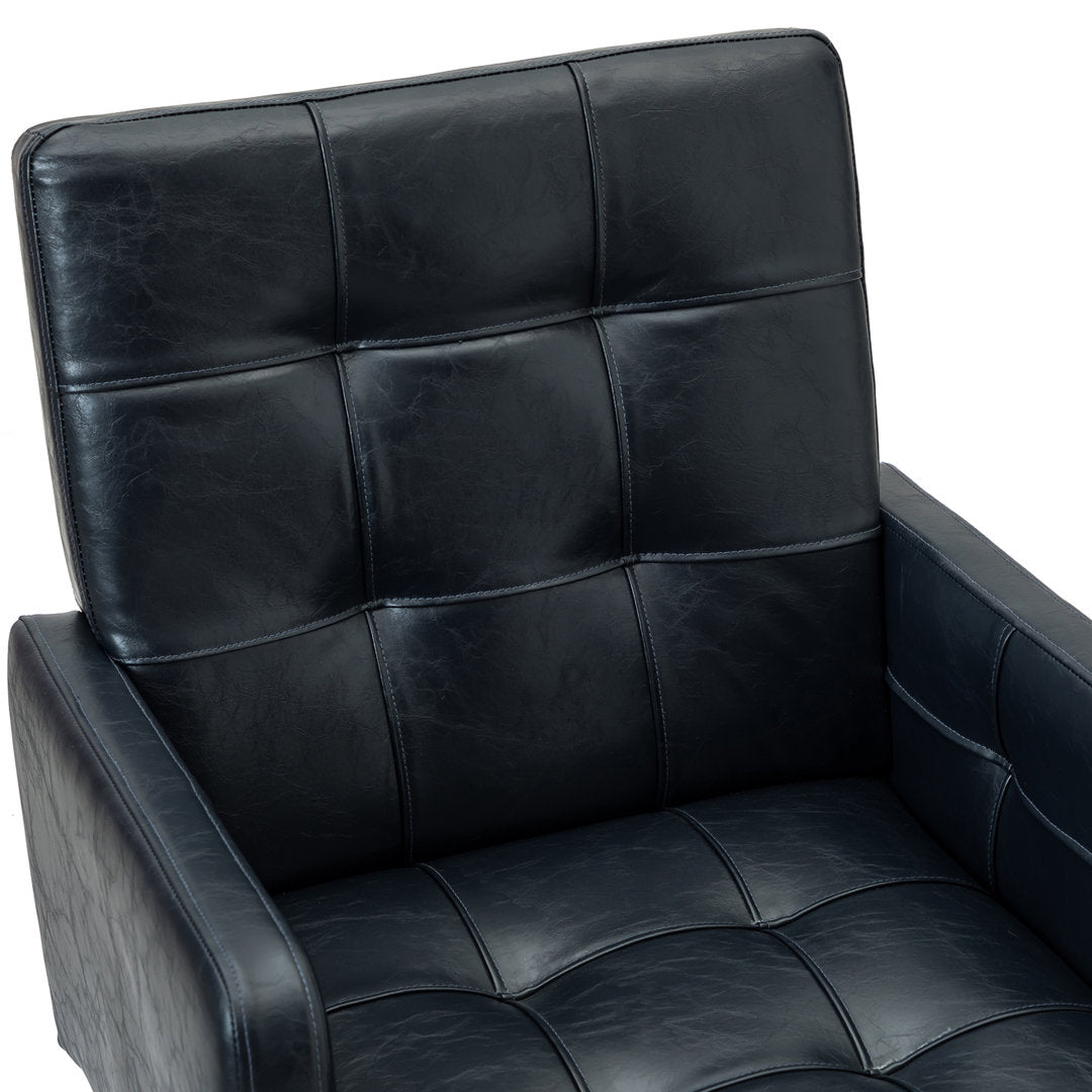 Auric Mid-Century Modern Vegan Leather Height-Adjustable Swivel Office Chair Wade Logan® Upholstery Color: Navy