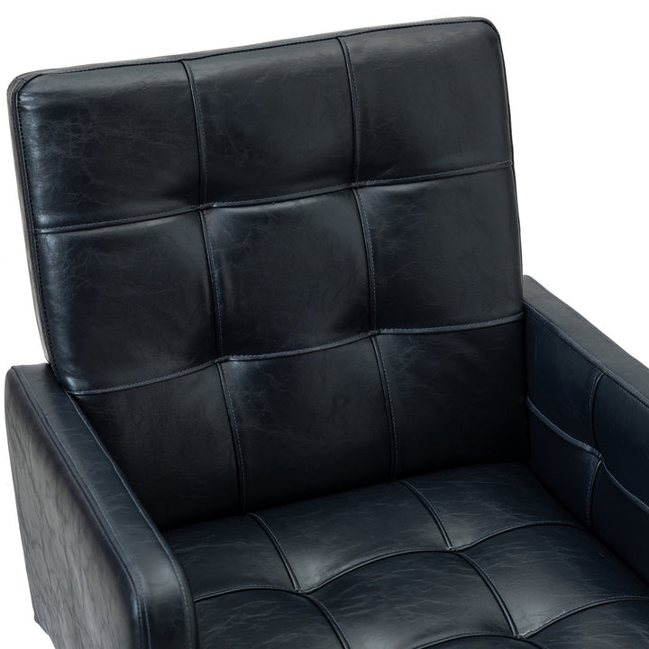 Auric Mid-Century Modern Vegan Leather Height-Adjustable Swivel Office Chair Wade Logan® Upholstery Color: Navy