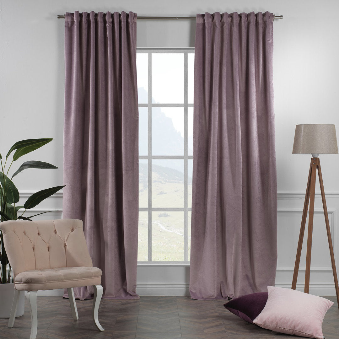 Matte Velvet Extra wide x Extra Long Custom Made Decorative Single Panel Lilijan Home & Curtain Curtain Color: 73 Lilac Luster Size per Panel: 100" W x 84" L