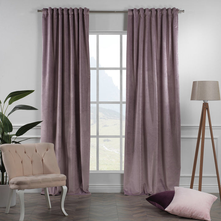 Matte Velvet Extra wide x Extra Long Custom Made Decorative Single Panel Lilijan Home & Curtain Curtain Color: 73 Lilac Luster Size per Panel: 100" W x 84" L