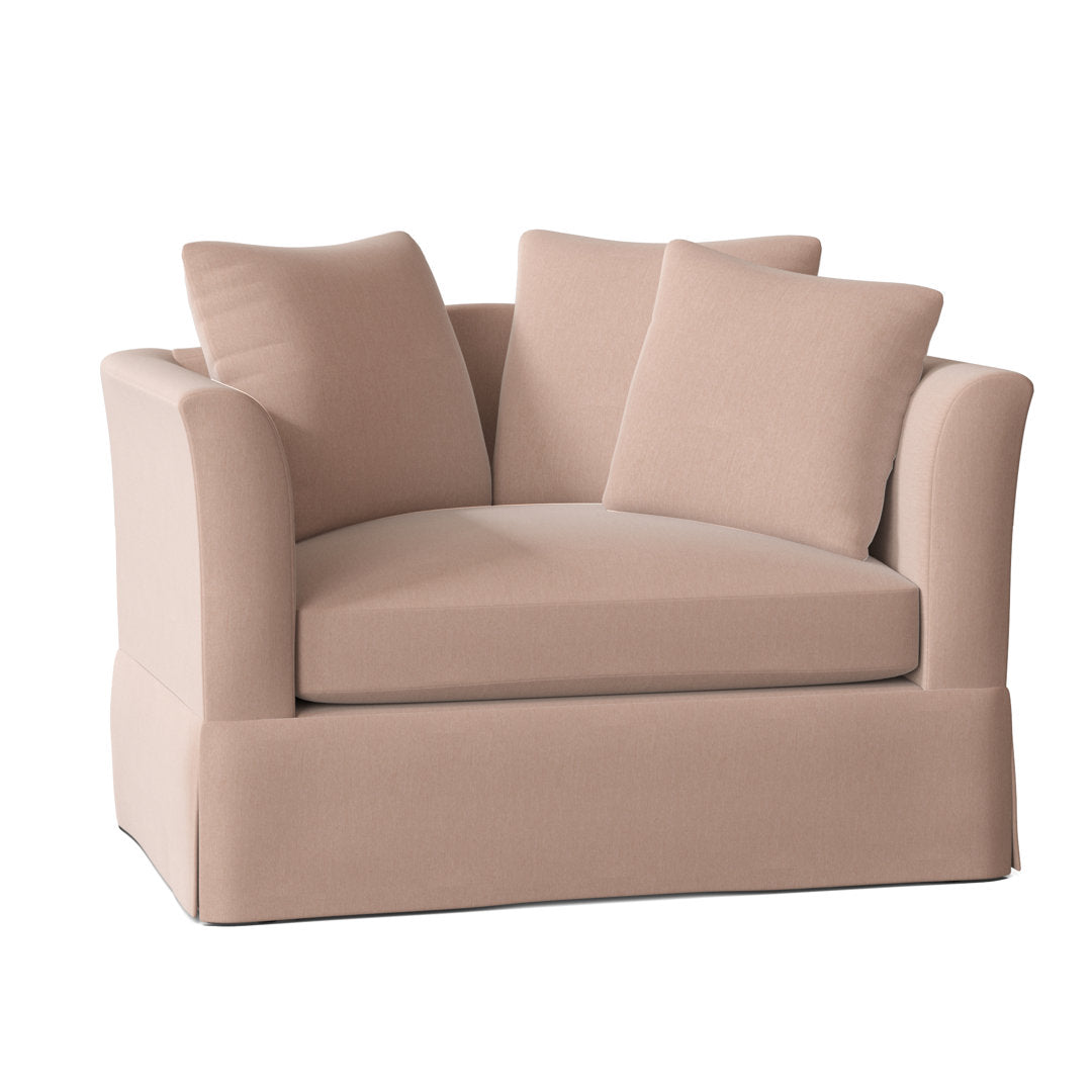 Charlene 50" Wide Armchair Highland Dunes Body Fabric: Peyton Rose, Throw Pillow Fabric: Bocci Spring