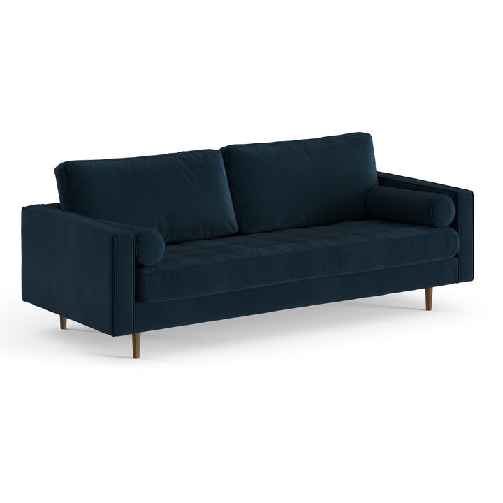 Geo 84" Upholstered Sofa AllModern Fabric: Bella Ink Performance Velvet