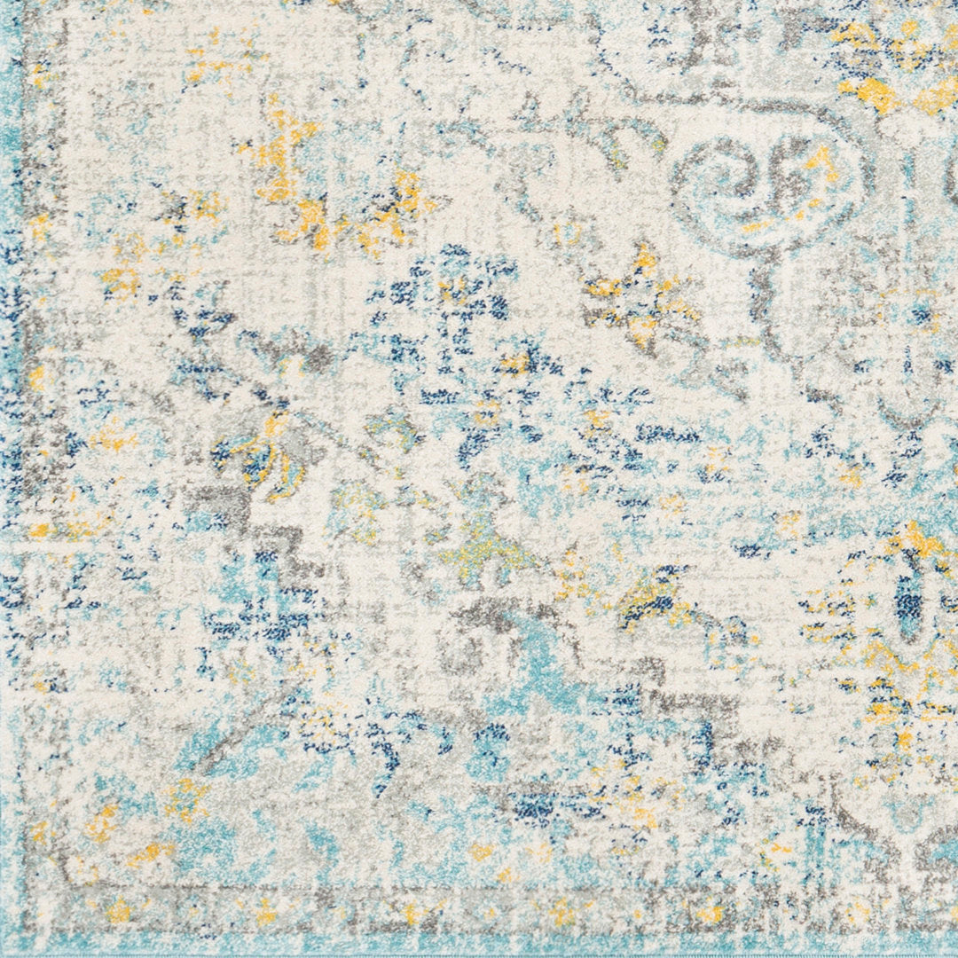Hillsby Oriental Ivory Cream/Teal/Yellow Area Rug Mistana™ Rug Size: Rectangle 3'11" x 5'7"