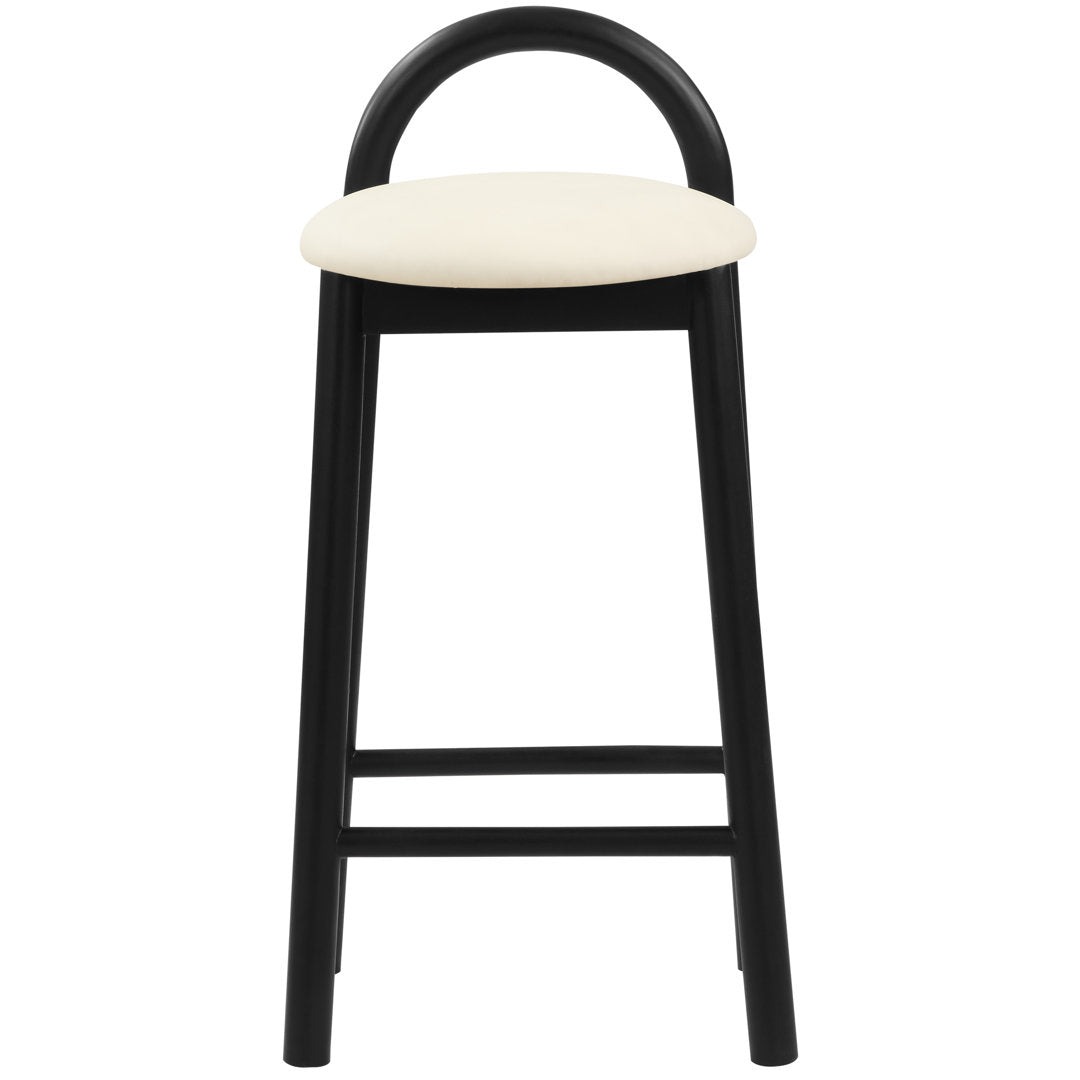 Bartolomea 27" Counter Bar Stool Latitude Run® Frame Color: Black, Seat Color: Cognac