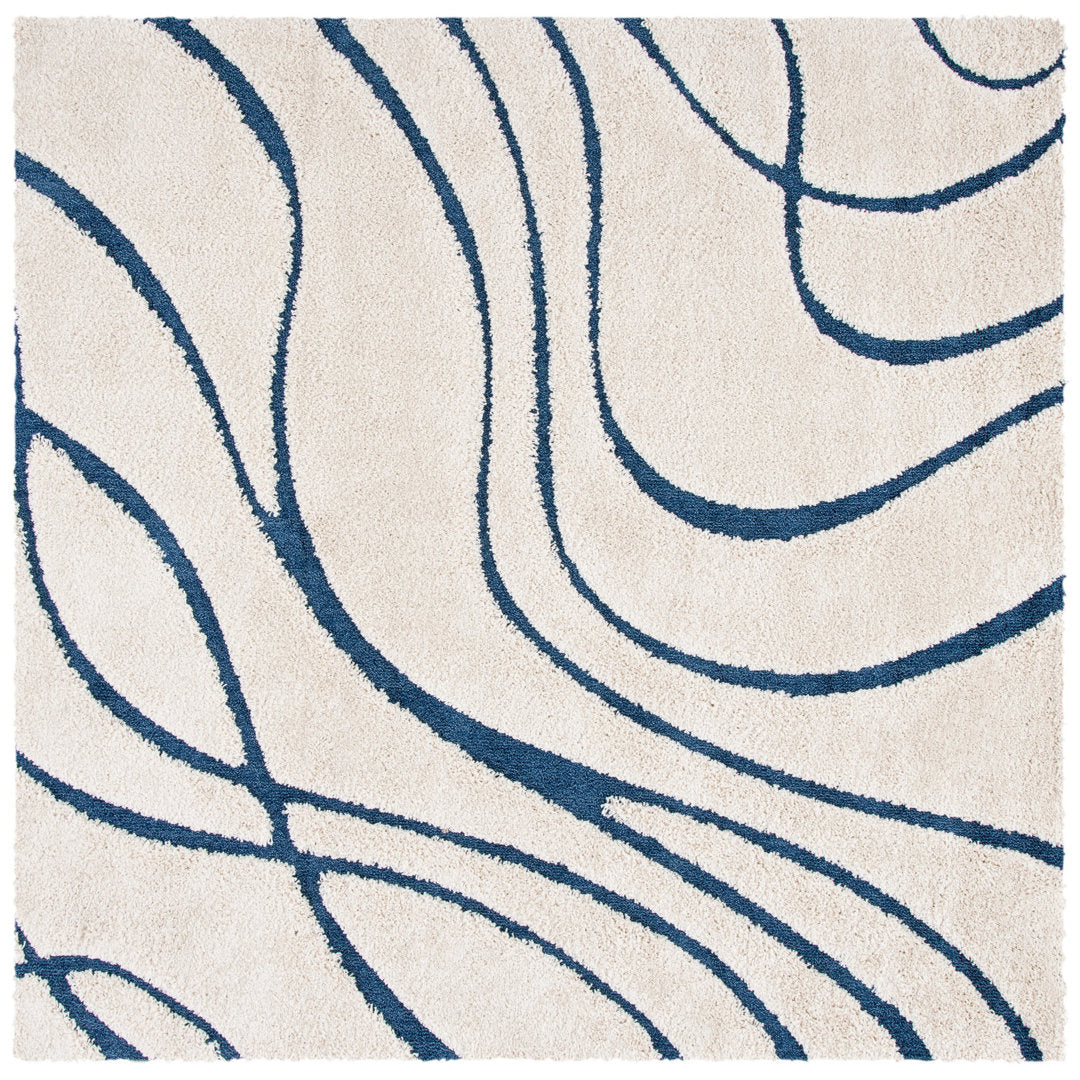 Ashal Abstract Cream/Blue Area Rug Wade Logan® Rug Size: Square 11'
