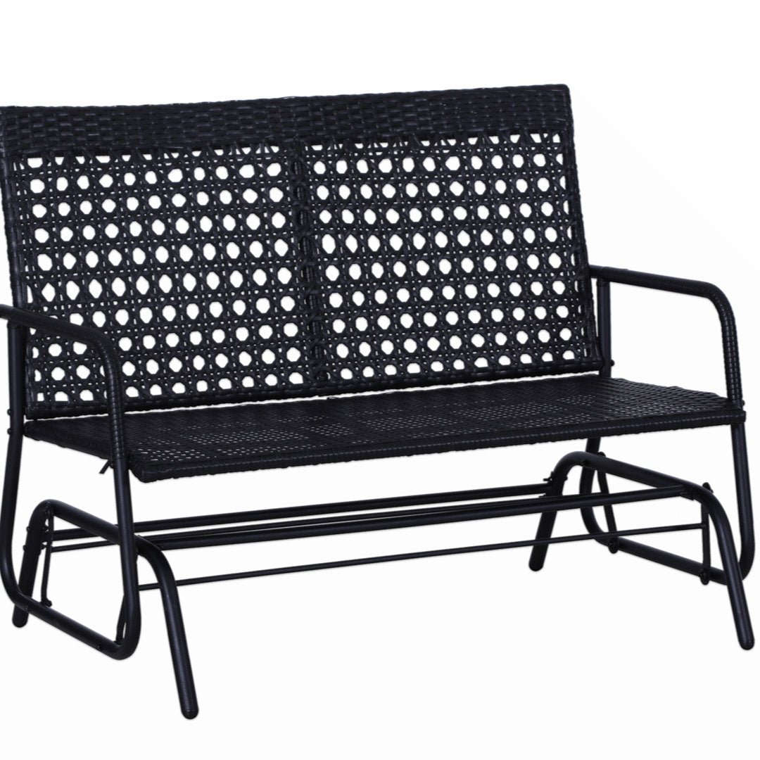 Shupe Steel Rattan Outdoor Patio Double Glider Bench Wrought Studio™