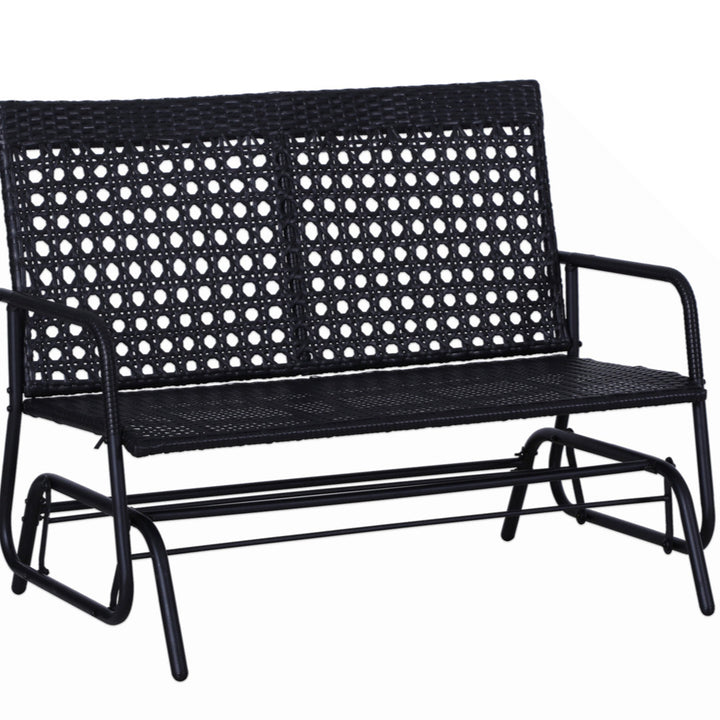 Shupe Steel Rattan Outdoor Patio Double Glider Bench Wrought Studio™