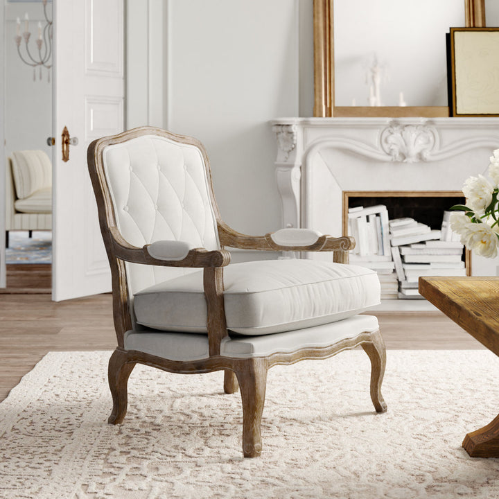 Adalee 29" Wide Tufted Linen Armchair Sand & Stable™ Upholstery Color: Muslin Beige