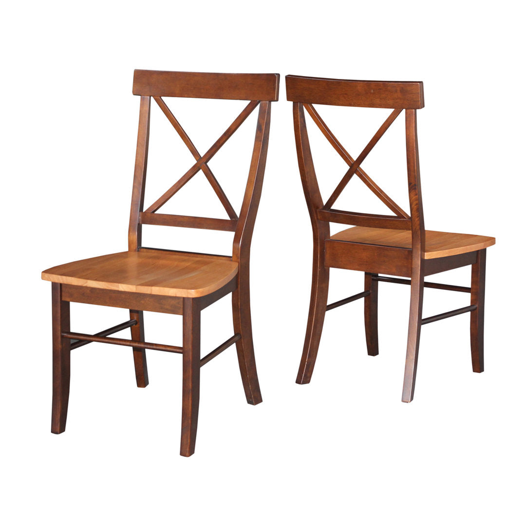Solid Wood Cross Back Side Chair (Set of 2) August Grove® Color: Cinnamon/Espresso