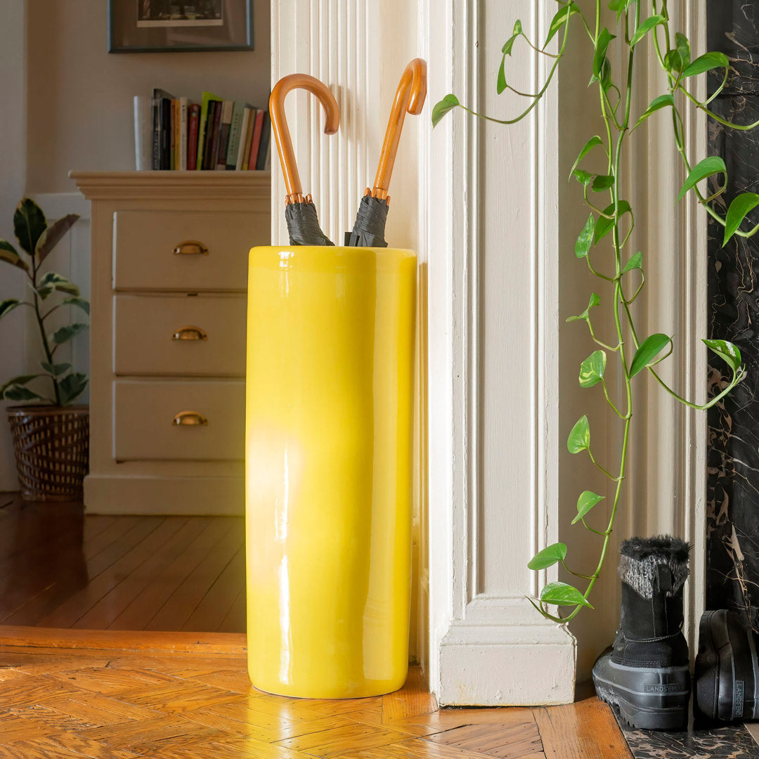 Astou Handmade Porcelain Floor Vase Wade Logan® Color: Yellow