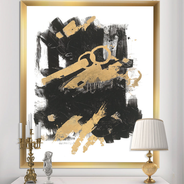 Gold and Black Drift I' Picture Frame Print on Canvas East Urban Home Size: 40" H x 30" W x 1.5" D Format: Gold Framed