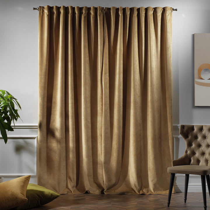 Matte Velvet Extra wide x Extra Long Custom Made Decorative Single Panel Lilijan Home & Curtain Curtain Color: 60 Sepia Size per Panel: 100" W x 192" L