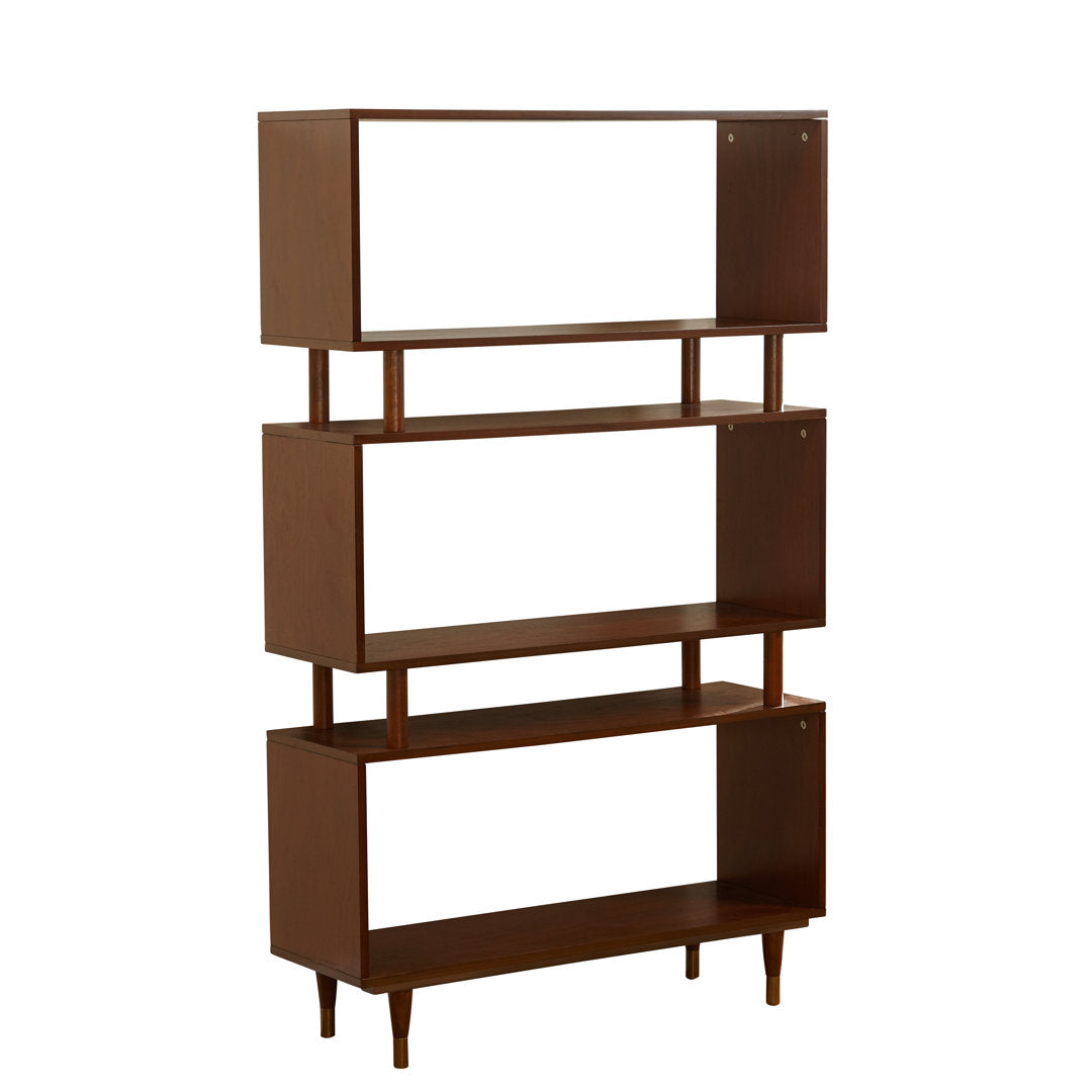 Camylle Standard Bookcase Everly Quinn Color: Walnut/Gold