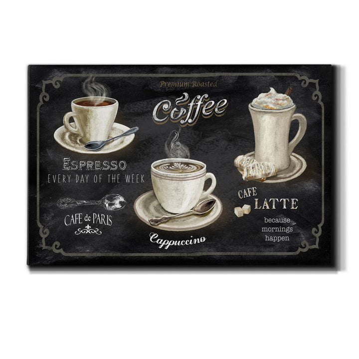 Coffee Trio - Wrapped Canvas Textual Art Print Winston Porter Size: 12" H x 8" W x 1" D