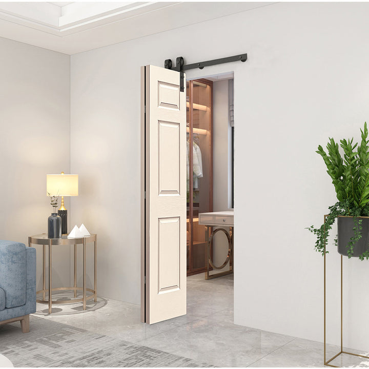 Paneled MDF Composite Bifold Barn Door with Installation Hardware Kit Calhome Size: 24" x 84" Finish: Beige