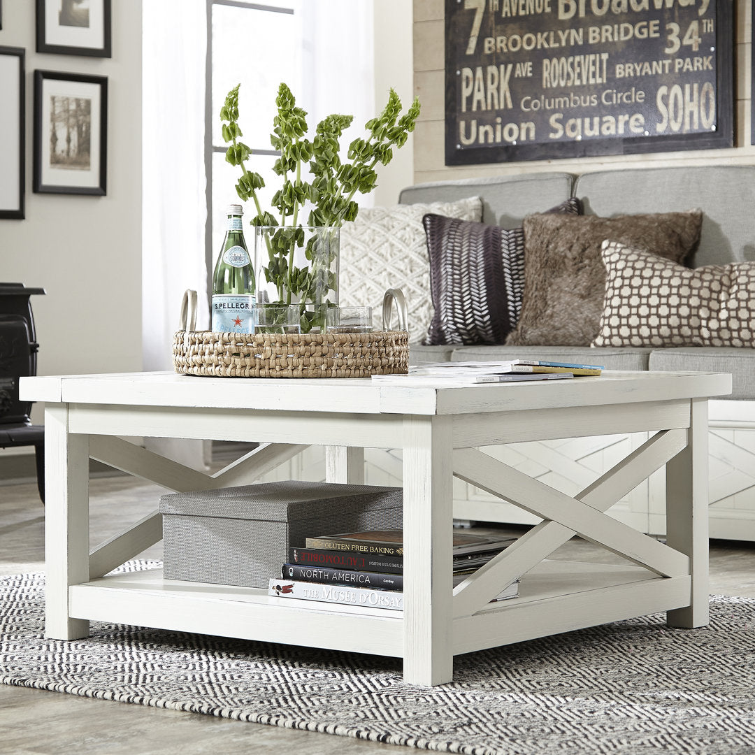 Lana Cross Legs Coffee Table with Storage Sand & Stable™