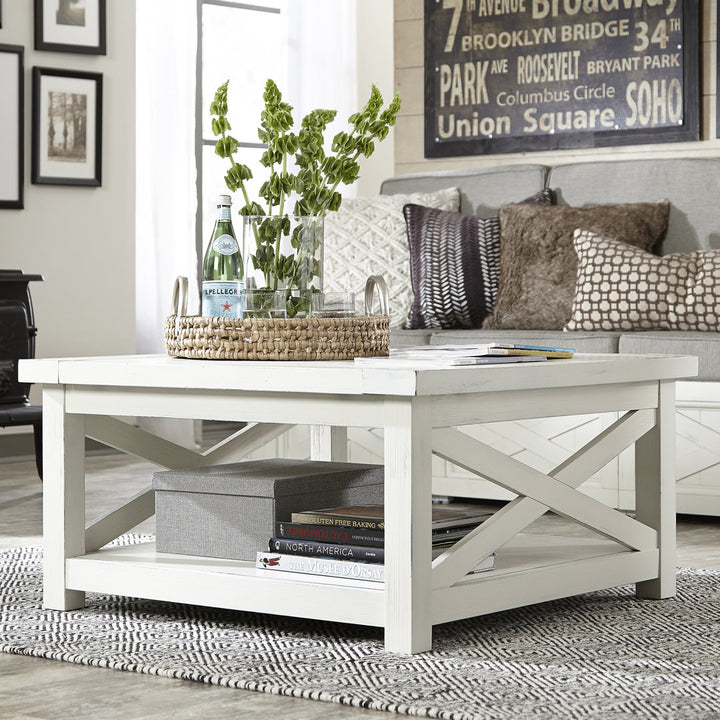 Lana Cross Legs Coffee Table with Storage Sand & Stable™