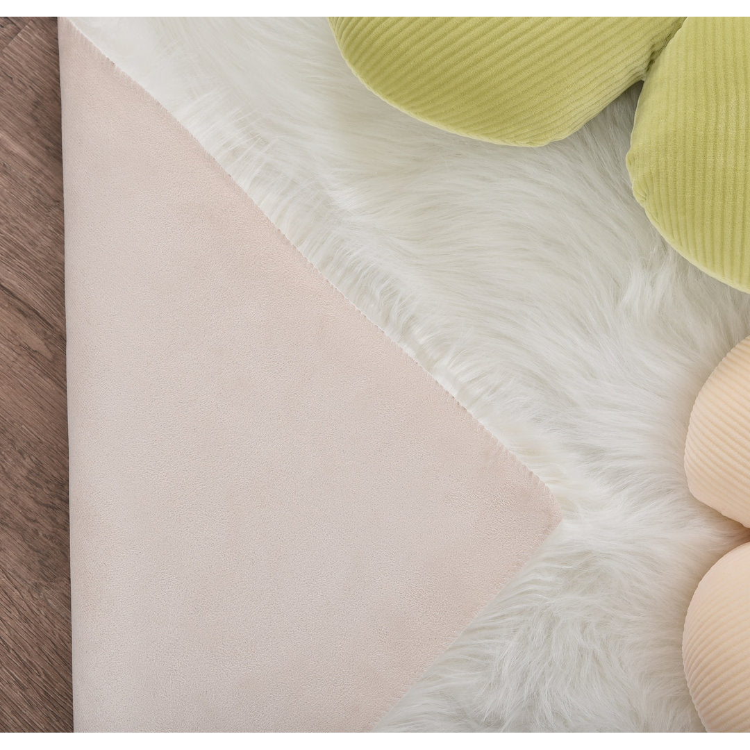Mamduh Handmade Shag Faux Sheepskin White Rug Everly Quinn Rug Size: Rectangle 6'6" x 10'