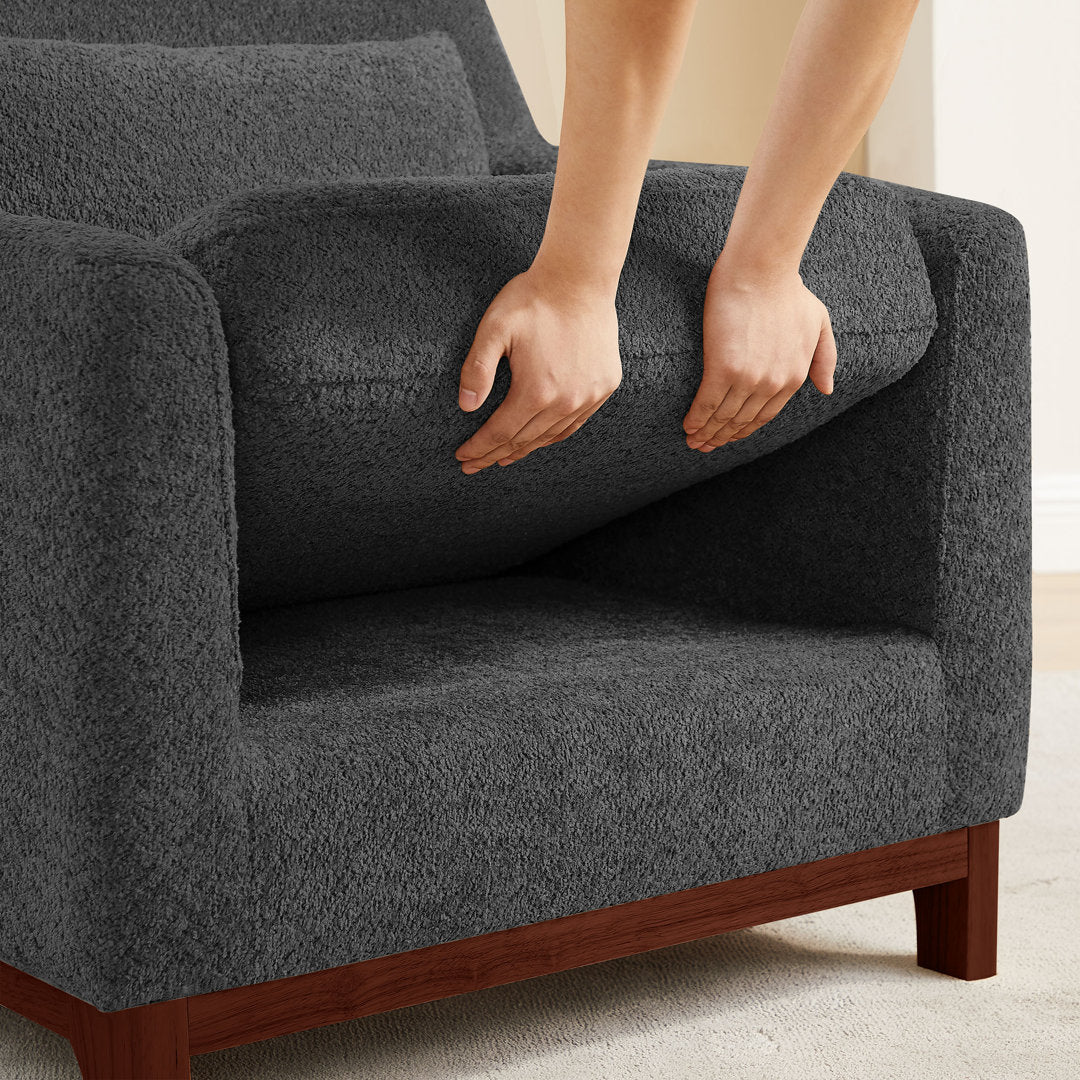 Jazmere 31.5" Armchair Mercer41 Leg Color: Walnut Fabric: Dark Gray Boucle