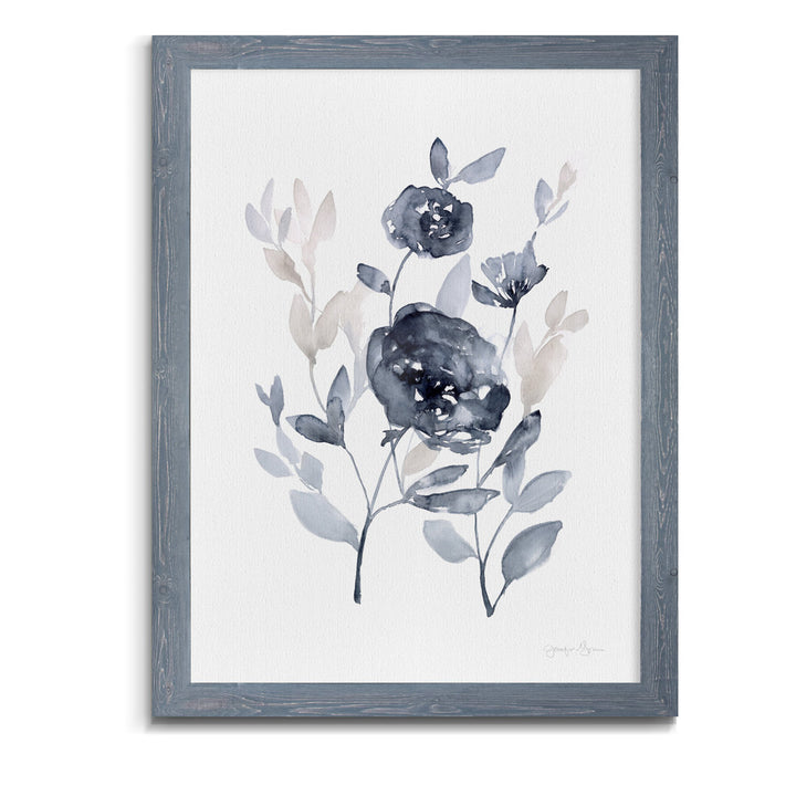 'Peonies In Gray II' - Picture Frame Print on Glass Winston Porter Size: 28" H x 38" W x 1.25" D Format: Framed Gray Canvas