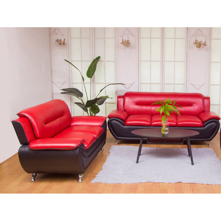 Mulvey 80" Faux Leather Pillow Top Arm Sofa Orren Ellis Upholstery Color: Red/Black