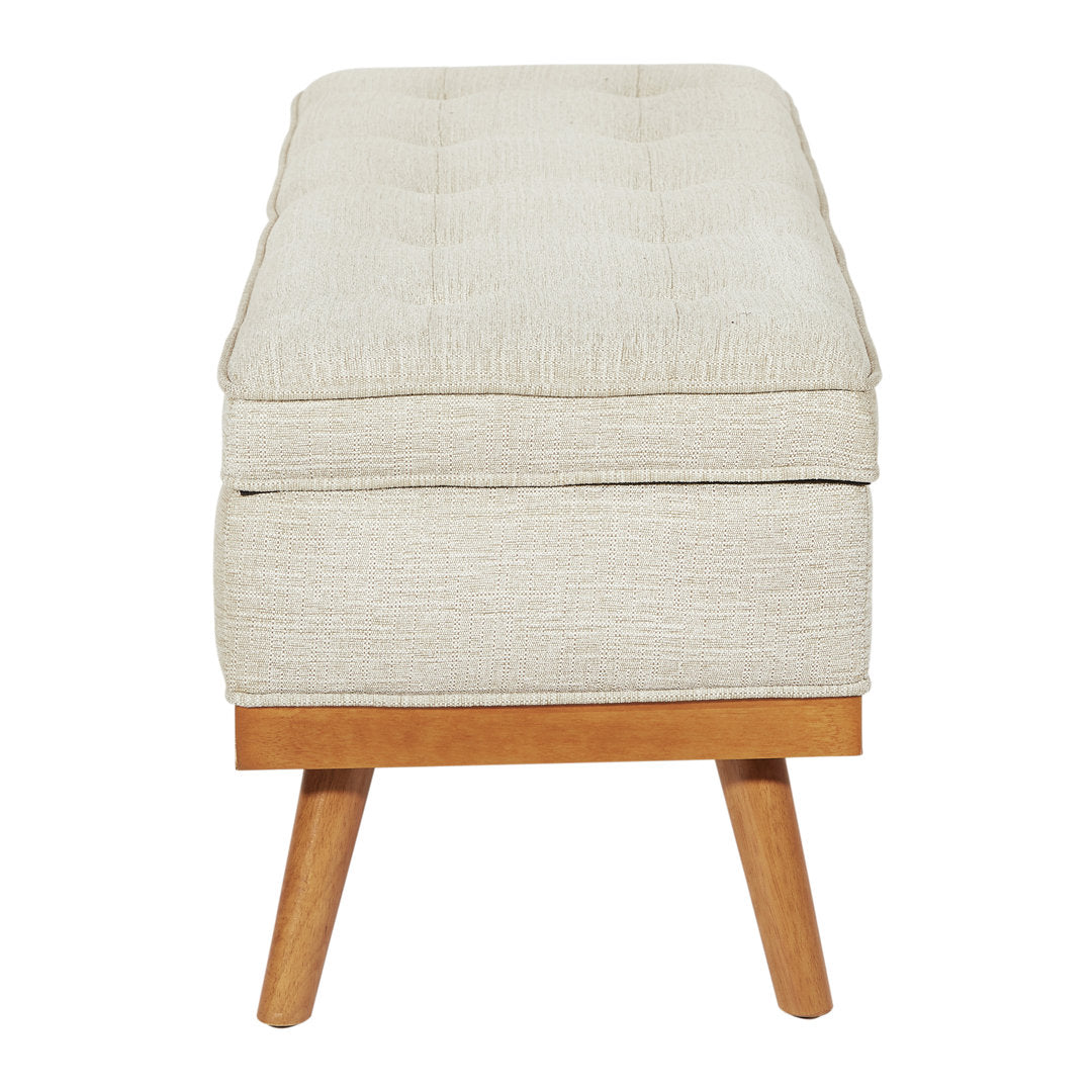 Boyu Upholstered Flip Top Storage Bench George Oliver Upholstery Color: Beige Polyester Blend