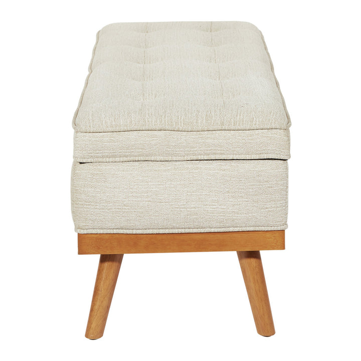 Boyu Upholstered Flip Top Storage Bench George Oliver Upholstery Color: Beige Polyester Blend