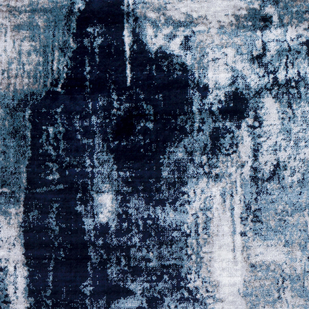 Cornwell Machine-Woven Abstract Aqua/Navy Area Rug Steelside™ Rug Size: Rectangle 2' x 3'