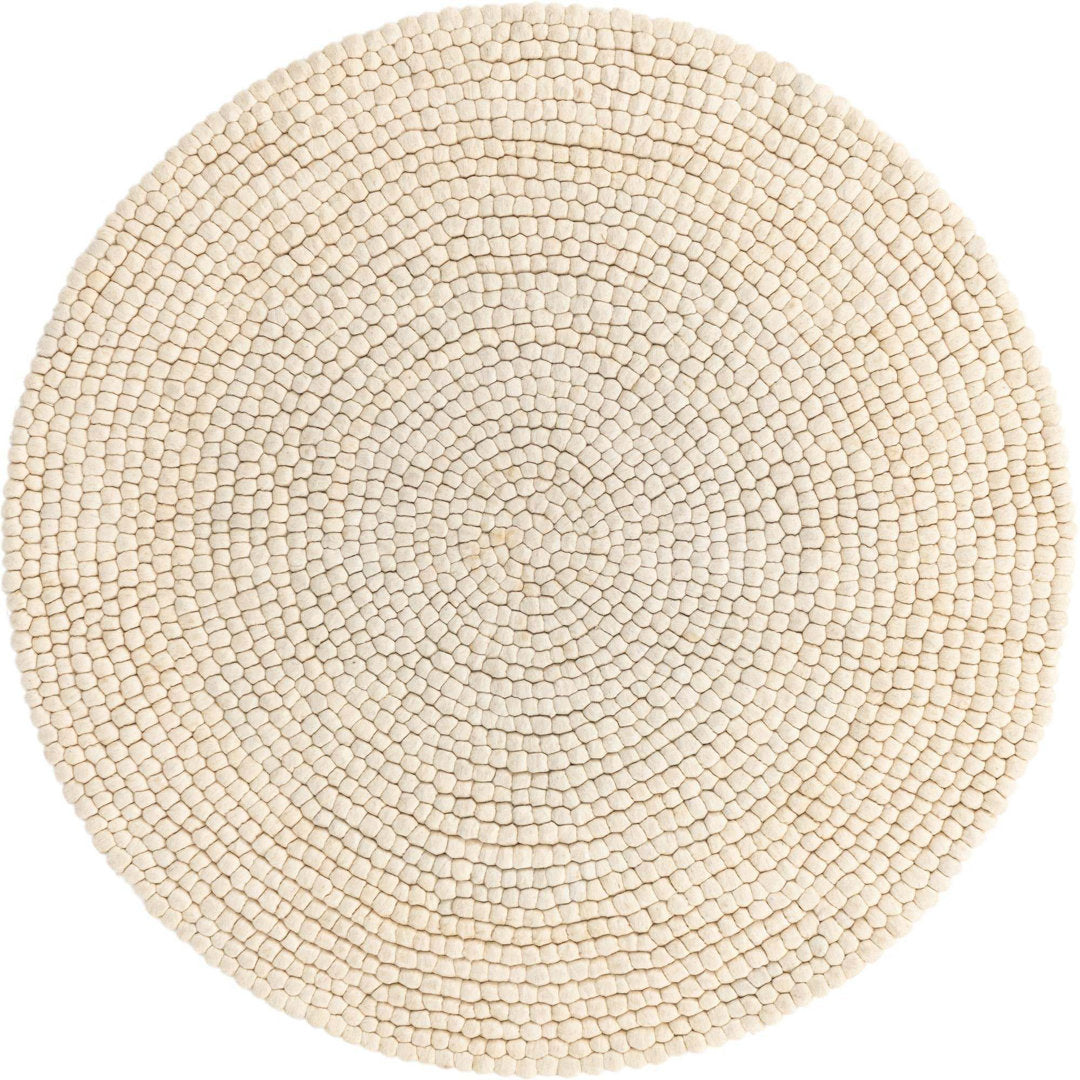 Rectangle Sondra Power Loomed Wool Area Rug in Beige Beachcrest Home™ Rug Size: Round 5'