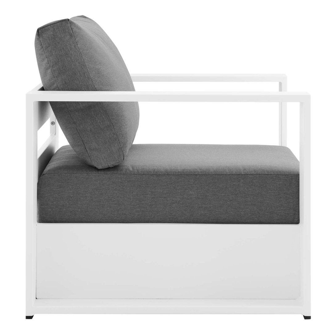 Modway Tahoe Outdoor Patio Powder-Coated Aluminum Armchair Modway Cushion Color: Charcoal, Frame Color: White